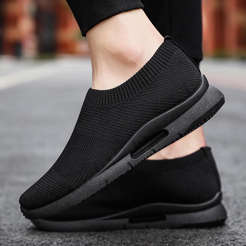 Flying Knit Sneakers Herre Mesh Hvide Sko Sort Casual Sneakers - poppivie