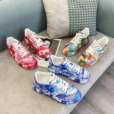 Graffiti Sneakers Plus Size Casual Sneakers - poppivie